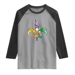 Mardi Gras Alligator Crocodiles Funny Fleur De Lis Raglan Shirt TS09 Sport Gray Black Print Your Wear