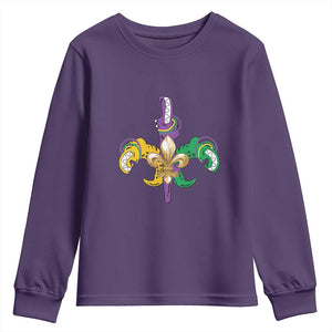 Mardi Gras Alligator Crocodiles Funny Fleur De Lis Youth Sweatshirt TS09 Purple Print Your Wear