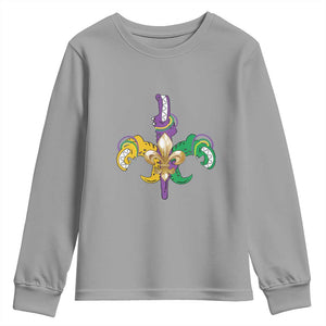 Mardi Gras Alligator Crocodiles Funny Fleur De Lis Youth Sweatshirt TS09 Sport Gray Print Your Wear