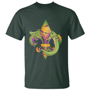 Mardi Gras Alligator Crocodiles Fleur De Lis T Shirt TS09 Dark Forest Green Printyourwear