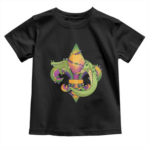 Mardi Gras Alligator Crocodiles Fleur De Lis Toddler T Shirt TS09 Black Print Your Wear