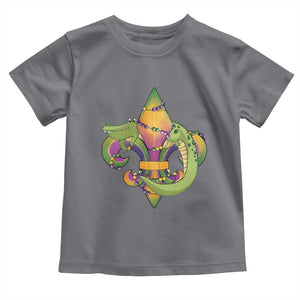 Mardi Gras Alligator Crocodiles Fleur De Lis Toddler T Shirt TS09 Charcoal Print Your Wear