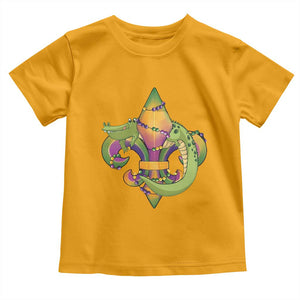 Mardi Gras Alligator Crocodiles Fleur De Lis Toddler T Shirt TS09 Gold Print Your Wear
