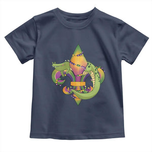 Mardi Gras Alligator Crocodiles Fleur De Lis Toddler T Shirt TS09 Navy Print Your Wear