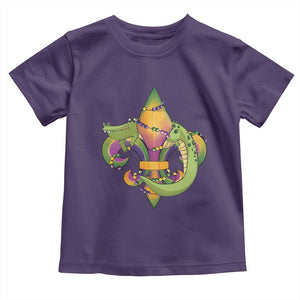Mardi Gras Alligator Crocodiles Fleur De Lis Toddler T Shirt TS09 Purple Print Your Wear