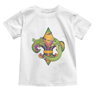 Mardi Gras Alligator Crocodiles Fleur De Lis Toddler T Shirt TS09 White Print Your Wear