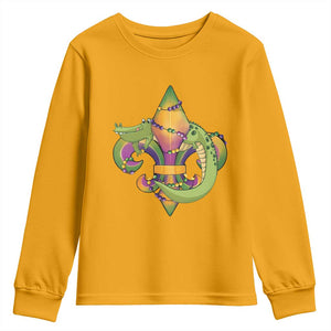 Mardi Gras Alligator Crocodiles Fleur De Lis Youth Sweatshirt TS09 Gold Print Your Wear