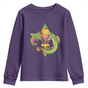 Mardi Gras Alligator Crocodiles Fleur De Lis Youth Sweatshirt TS09 Purple Print Your Wear