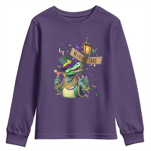 Bead Dinosaur Funny Mardi Grawr Gras Youth Sweatshirt TS09 Purple Print Your Wear