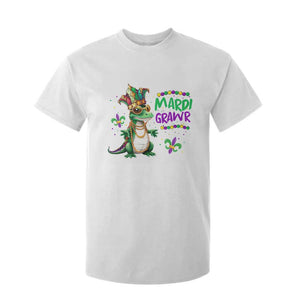 Mardi Grawr Gras Cute Bead Dinosaur T Shirt For Kid TS09 White Print Your Wear