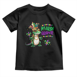 Mardi Grawr Gras Cute Bead Dinosaur Toddler T Shirt TS09 Black Print Your Wear
