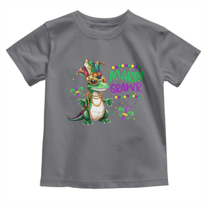 Mardi Grawr Gras Cute Bead Dinosaur Toddler T Shirt TS09 Charcoal Print Your Wear