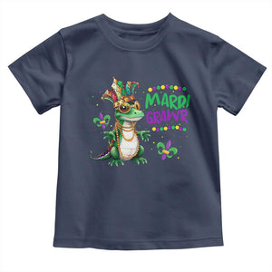 Mardi Grawr Gras Cute Bead Dinosaur Toddler T Shirt TS09 Navy Print Your Wear