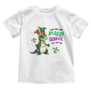 Mardi Grawr Gras Cute Bead Dinosaur Toddler T Shirt TS09 White Print Your Wear