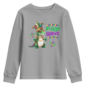 Mardi Grawr Gras Cute Bead Dinosaur Youth Sweatshirt TS09 Sport Gray Print Your Wear