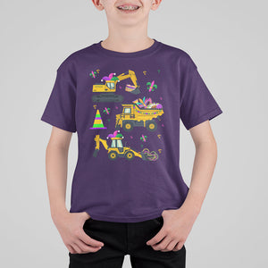 Mardi Gras T Shirt For Kid Jester Construction Vehicle Truck Fat Tuesday New Orleans TS09 Purple Printyourwear
