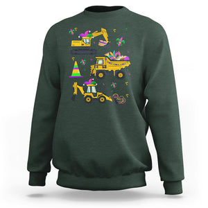 Mardi Gras Sweatshirt Jester Construction Vehicle Truck Fat Tuesday New Orleans TS09 Dark Forest Green Printyourwear