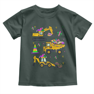 Mardi Gras Toddler T Shirt Jester Construction Vehicle Truck Fat Tuesday New Orleans TS09 Dark Forest Green Print Your Wear