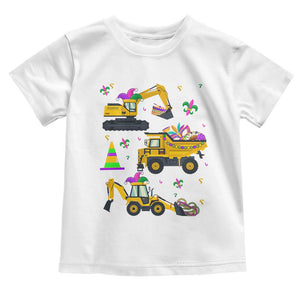Mardi Gras Toddler T Shirt Jester Construction Vehicle Truck Fat Tuesday New Orleans TS09 White Print Your Wear