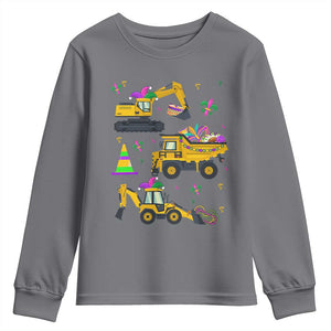 Mardi Gras Youth Sweatshirt Jester Construction Vehicle Truck Fat Tuesday New Orleans TS09 Charcoal Print Your Wear