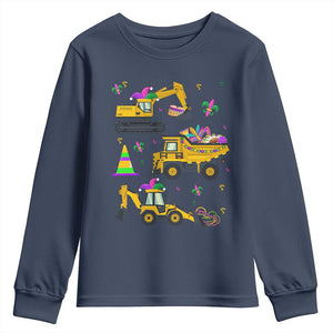 Mardi Gras Youth Sweatshirt Jester Construction Vehicle Truck Fat Tuesday New Orleans TS09 Navy Print Your Wear
