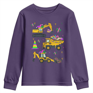 Mardi Gras Youth Sweatshirt Jester Construction Vehicle Truck Fat Tuesday New Orleans TS09 Purple Print Your Wear