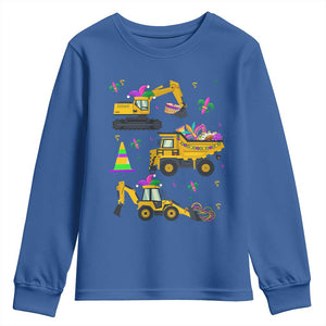 Mardi Gras Youth Sweatshirt Jester Construction Vehicle Truck Fat Tuesday New Orleans TS09 Royal Blue Print Your Wear