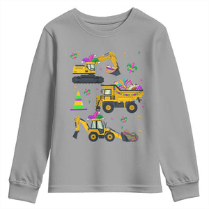 Mardi Gras Youth Sweatshirt Jester Construction Vehicle Truck Fat Tuesday New Orleans TS09 Sport Gray Print Your Wear