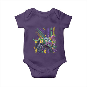 Mardi Gras Monster Truck Beads Flag Baby Onesie TS09 Purple Print Your Wear