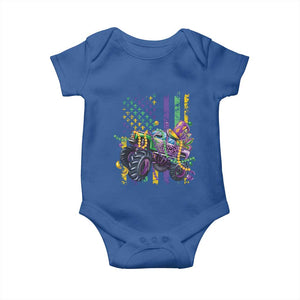 Mardi Gras Monster Truck Beads Flag Baby Onesie TS09 Royal Blue Print Your Wear