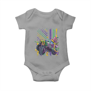 Mardi Gras Monster Truck Beads Flag Baby Onesie TS09 Sport Gray Print Your Wear