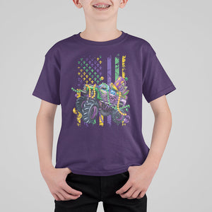 Mardi Gras Monster Truck Beads Flag T Shirt For Kid TS09 Purple Printyourwear