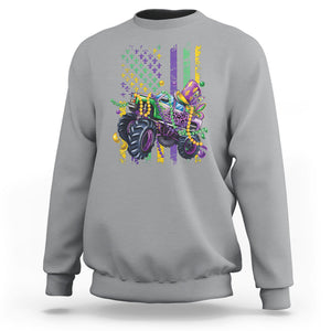 Mardi Gras Monster Truck Beads Flag Sweatshirt TS09 Sport Gray Printyourwear