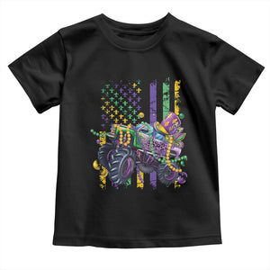 Mardi Gras Monster Truck Beads Flag Toddler T Shirt TS09 Black Print Your Wear