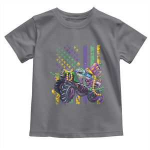 Mardi Gras Monster Truck Beads Flag Toddler T Shirt TS09 Charcoal Print Your Wear