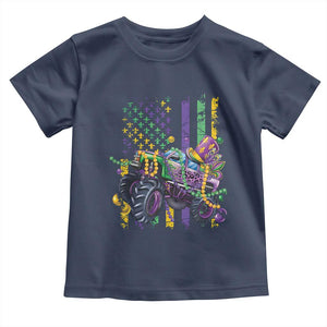 Mardi Gras Monster Truck Beads Flag Toddler T Shirt TS09 Navy Print Your Wear