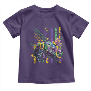 Mardi Gras Monster Truck Beads Flag Toddler T Shirt TS09 Purple Print Your Wear