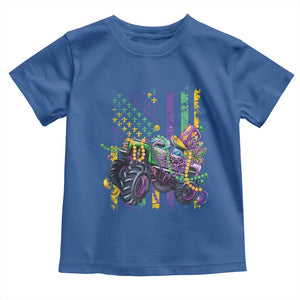 Mardi Gras Monster Truck Beads Flag Toddler T Shirt TS09 Royal Blue Print Your Wear