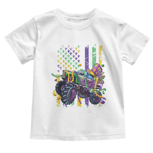 Mardi Gras Monster Truck Beads Flag Toddler T Shirt TS09 White Print Your Wear