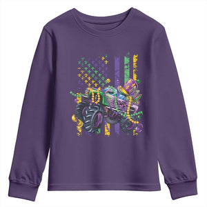 Mardi Gras Monster Truck Beads Flag Youth Sweatshirt TS09 Purple Print Your Wear