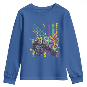 Mardi Gras Monster Truck Beads Flag Youth Sweatshirt TS09 Royal Blue Print Your Wear