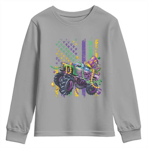 Mardi Gras Monster Truck Beads Flag Youth Sweatshirt TS09 Sport Gray Print Your Wear