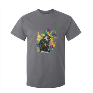 Mardi Gras Funny Tuxedo Cat Meme Beads T Shirt For Kid TS09 Charcoal Print Your Wear