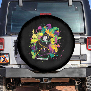 Mardi Gras Funny Tuxedo Cat Meme Beads Spare Tire Cover TS09 No hole Black Print Your Wear