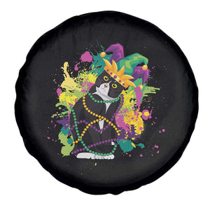 Mardi Gras Funny Tuxedo Cat Meme Beads Spare Tire Cover TS09 Print Your Wear