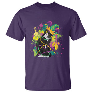 Mardi Gras Funny Tuxedo Cat Meme Beads T Shirt TS09 Purple Printyourwear