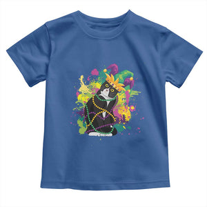 Mardi Gras Funny Tuxedo Cat Meme Beads Toddler T Shirt TS09 Royal Blue Print Your Wear