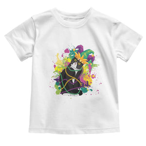 Mardi Gras Funny Tuxedo Cat Meme Beads Toddler T Shirt TS09 White Print Your Wear