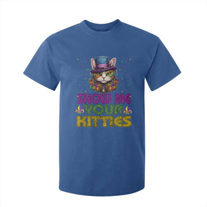 Mardi Gras T Shirt For Kid Show Me Your Kitties Cool Cat Jester Hat Bead TS09 Royal Blue Print Your Wear