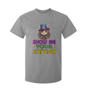 Mardi Gras T Shirt For Kid Show Me Your Kitties Cool Cat Jester Hat Bead TS09 Sport Gray Print Your Wear